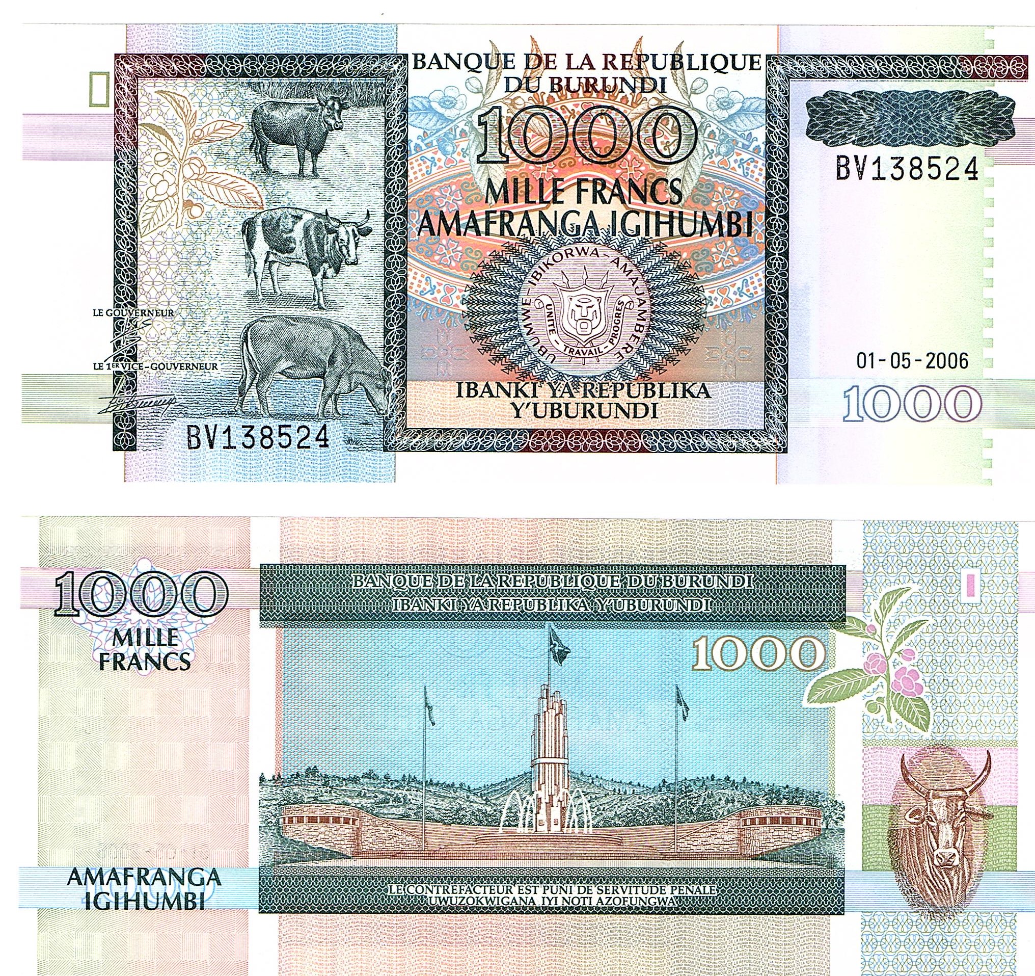 Burundi #39d   1.000 Francs / Amafranga