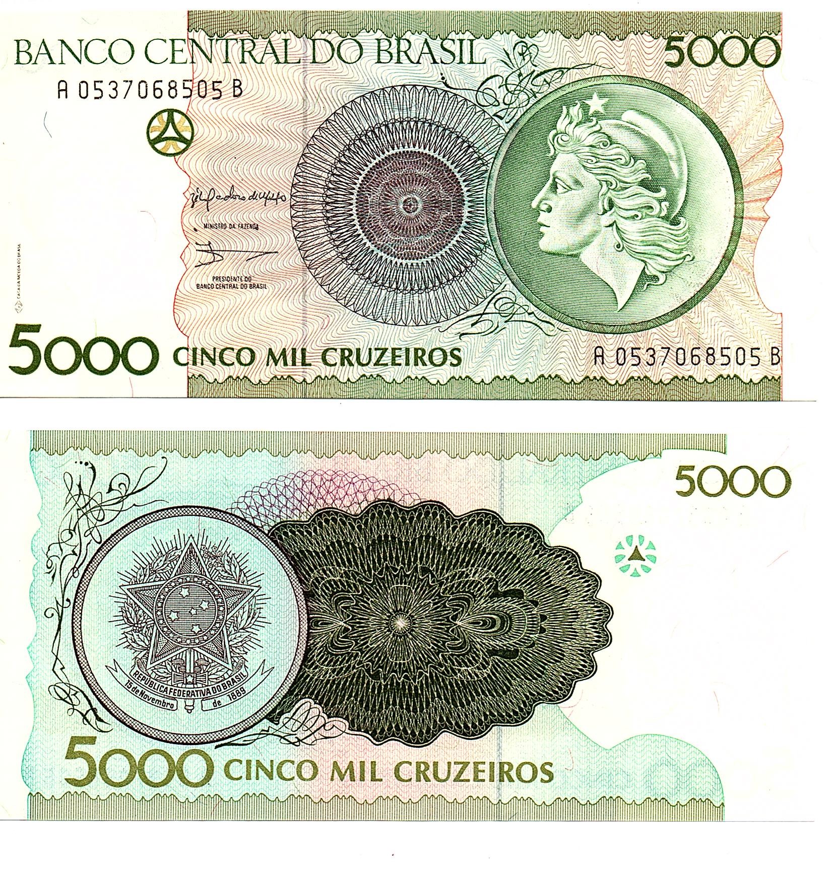 Brazil 5 Cruzeiros - Banknote - Uncirculated - Paper Money