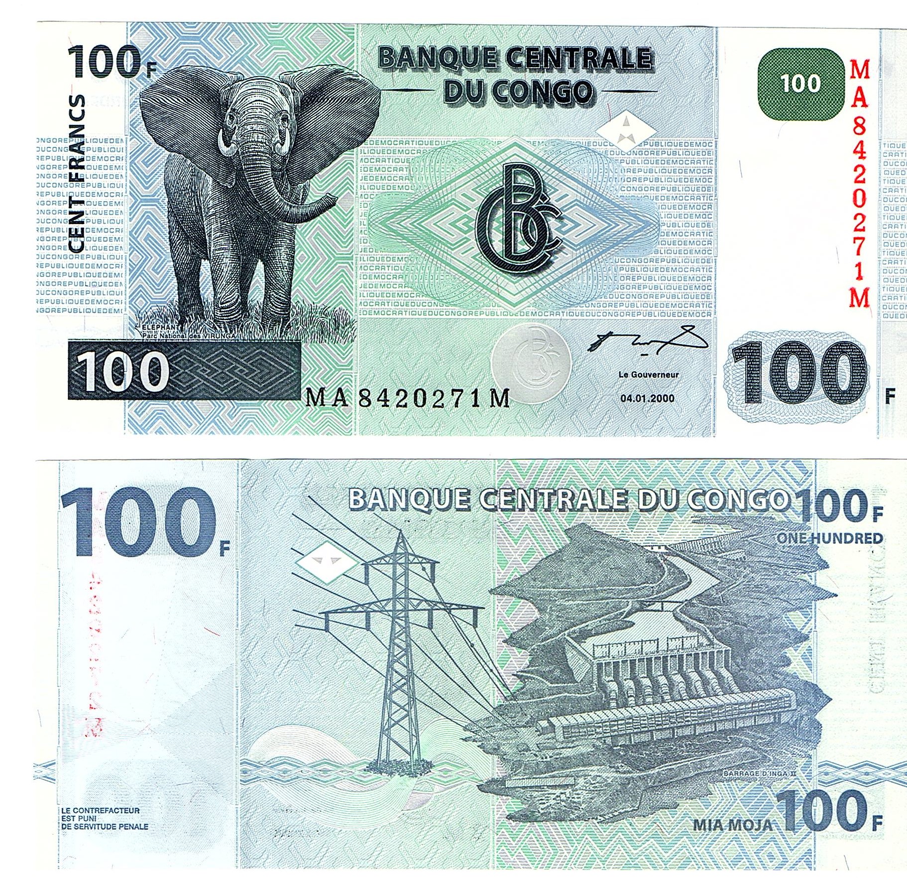 Congo-Democratic #92A 100 Francs