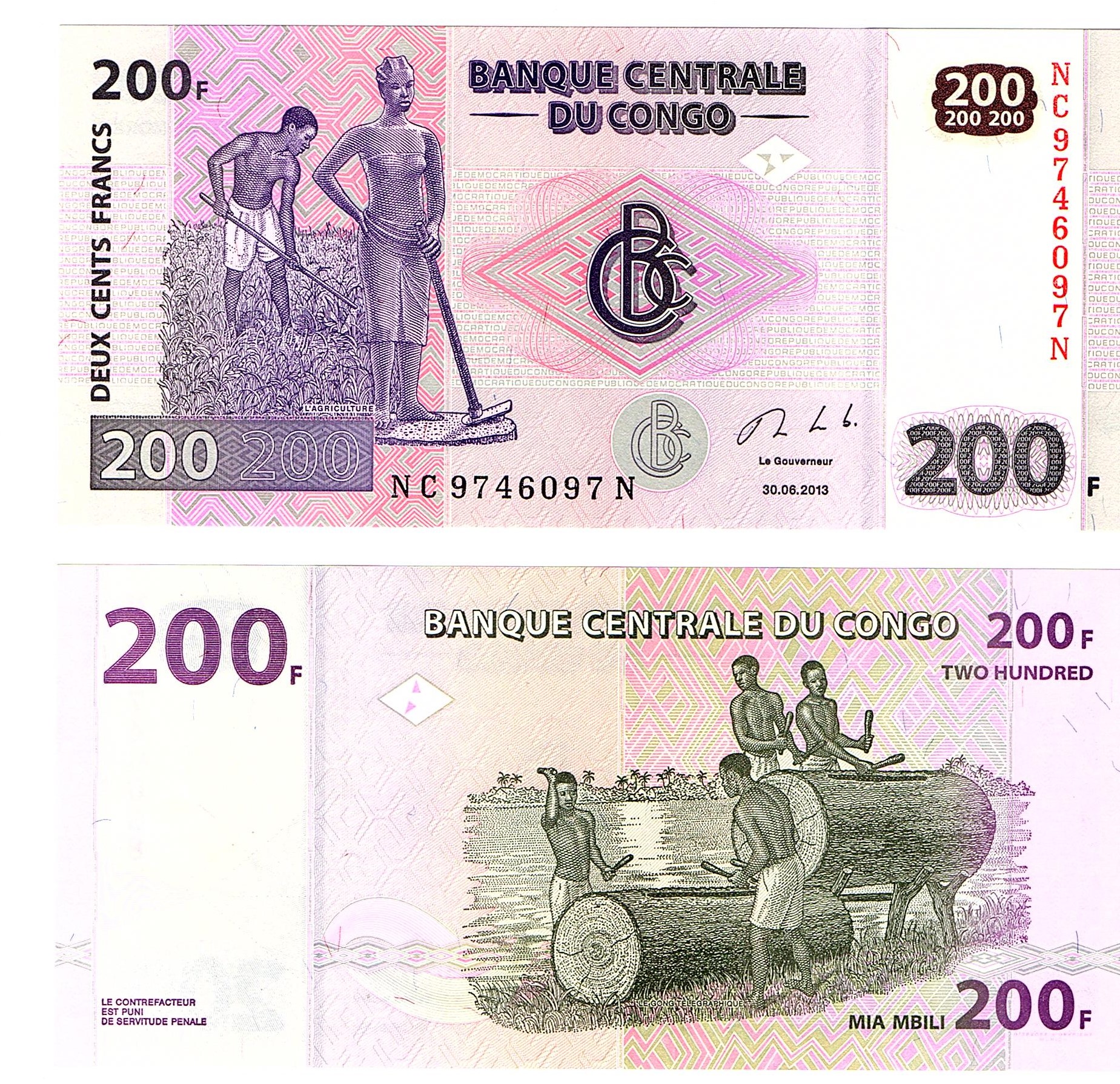 Congo-Democratic #99b 200 Francs