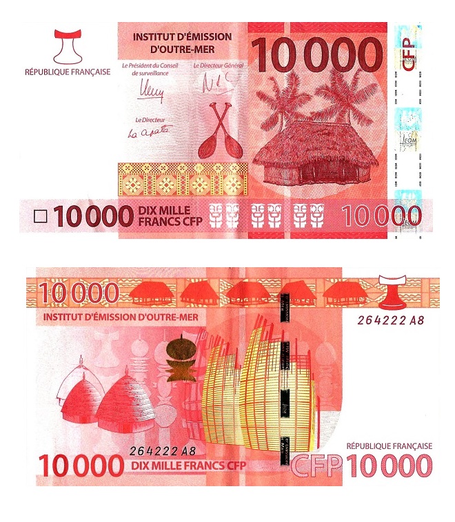 Tahiti #8(1)  10.000 Francs CFP
