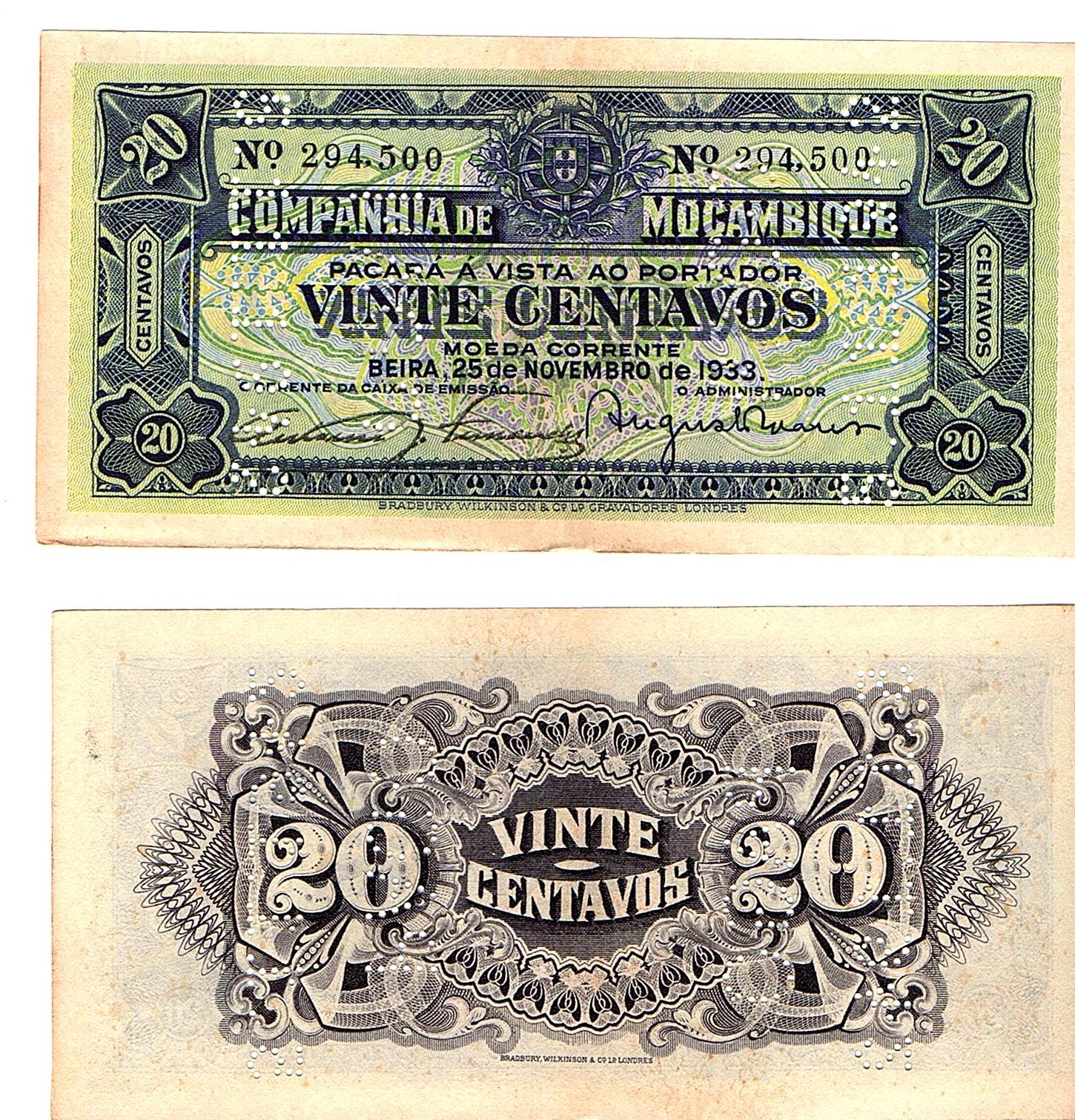 Mozambique #R29 20 Centavos