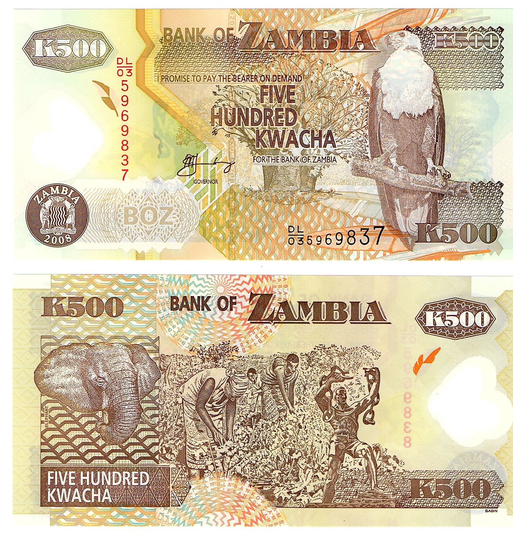 Zambia #43f 500 Kwacha