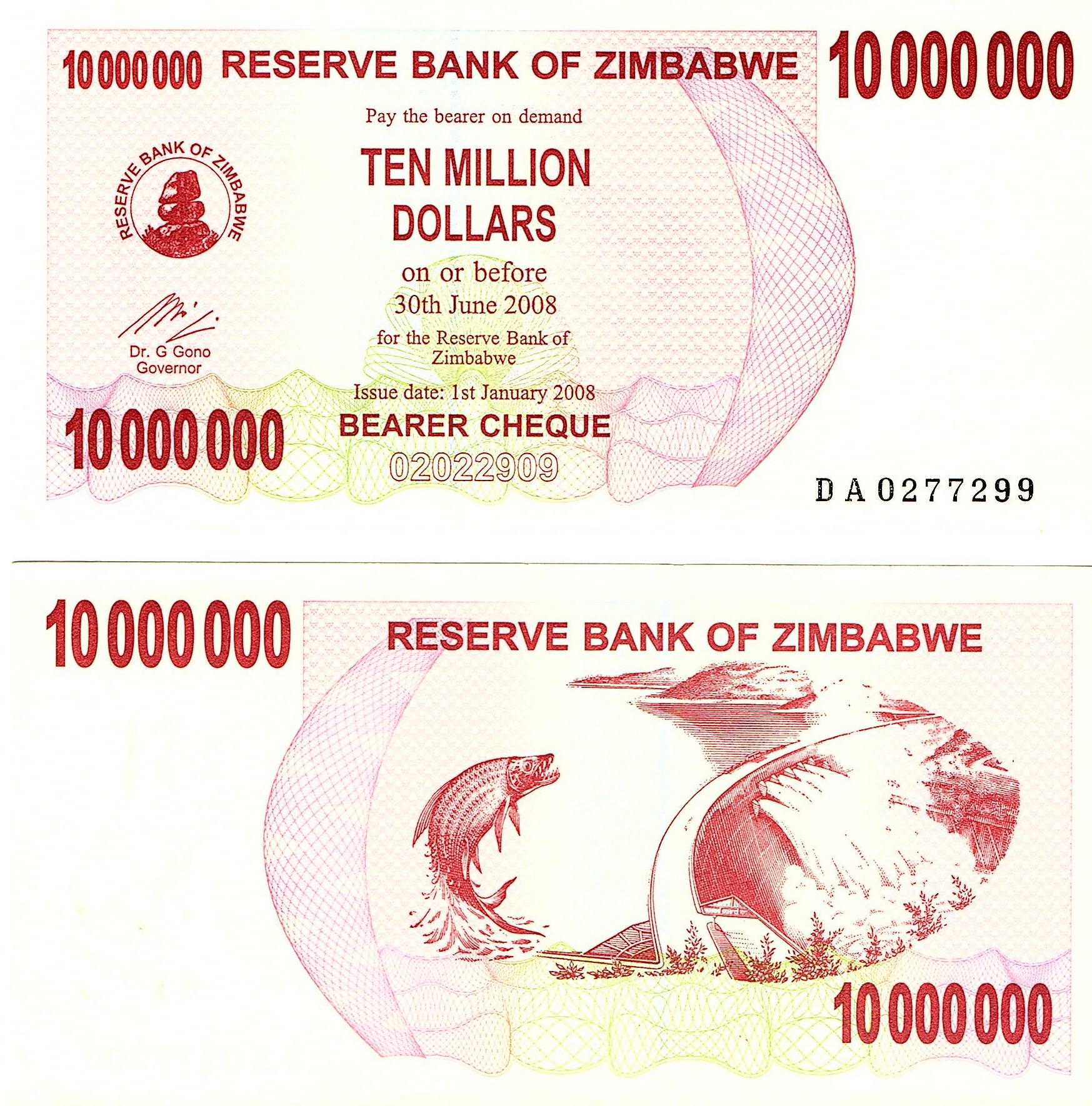 Zimbabwe #55b  10,000,000 Dollars