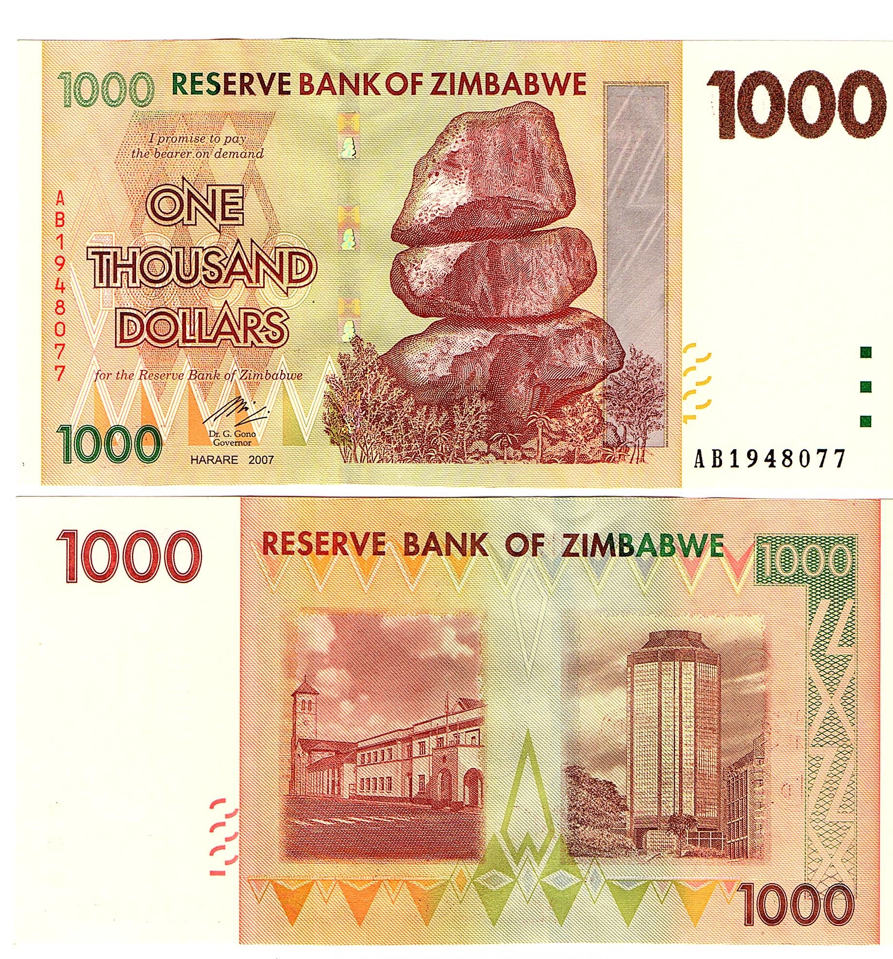 Zimbabwe #71 1000 Dollars