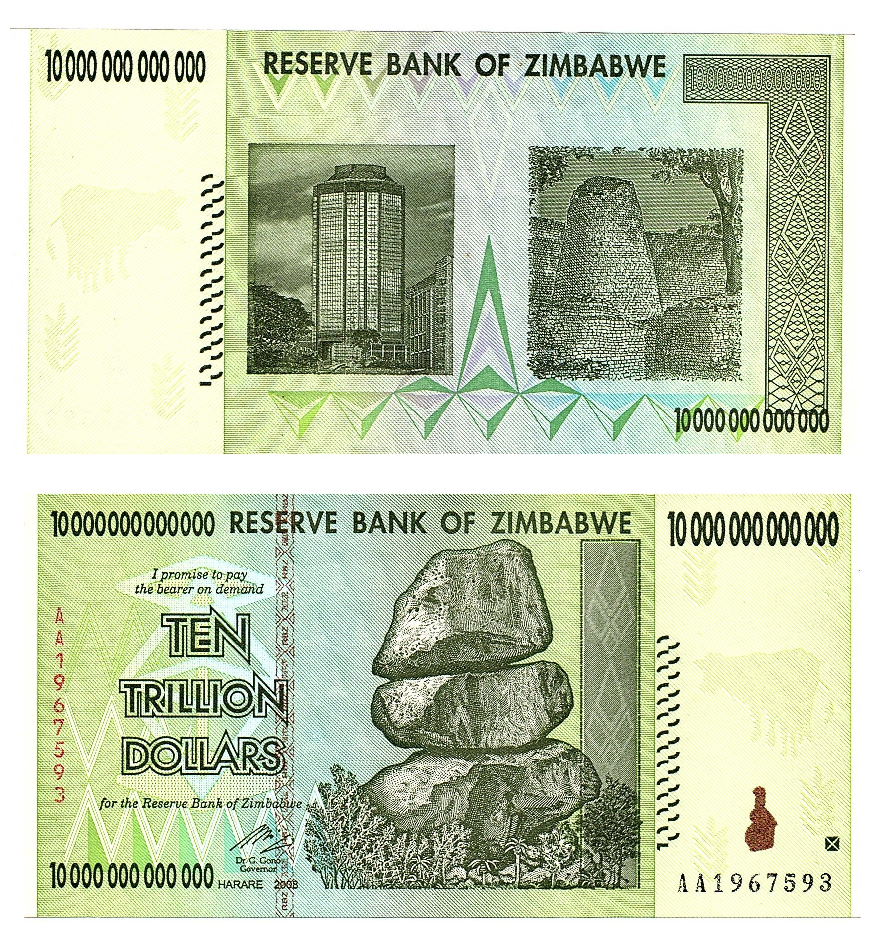 Zimbabwe #88 10 Trillion Dollars