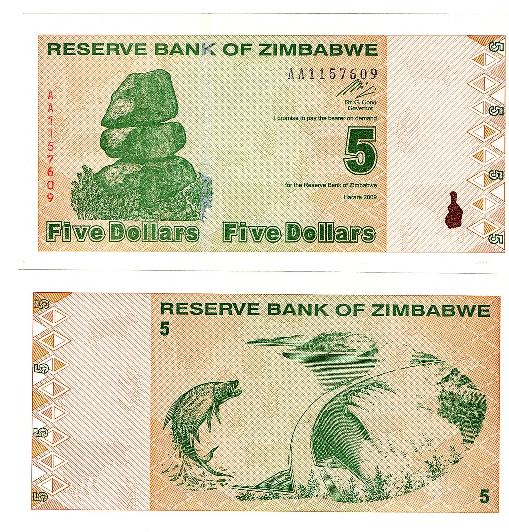 Zimbabwe #93   5 Dollars