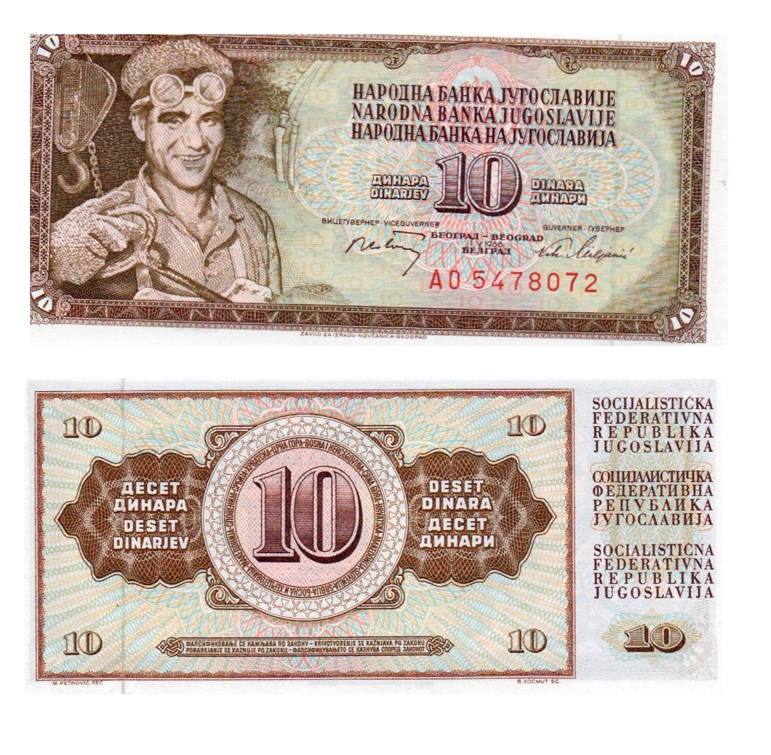 Sale 102 Off World Paper Money Yugoslavia 10 Dinara 1968 Lacistitis Es